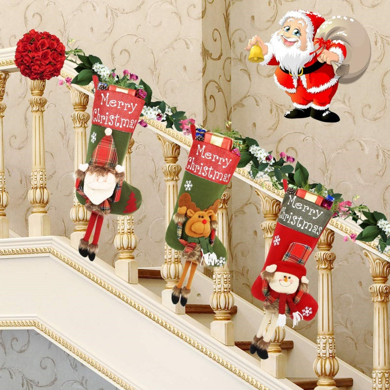 Plush Christmas stocking with Santa design