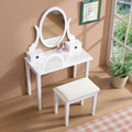 Makeup Vanity with Mirror and Upholstered Stool