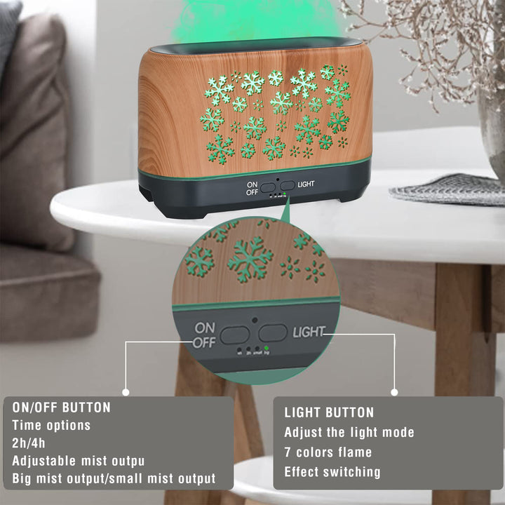 Christmas Snowflake Humidifier With 7 Colour Flame Effect