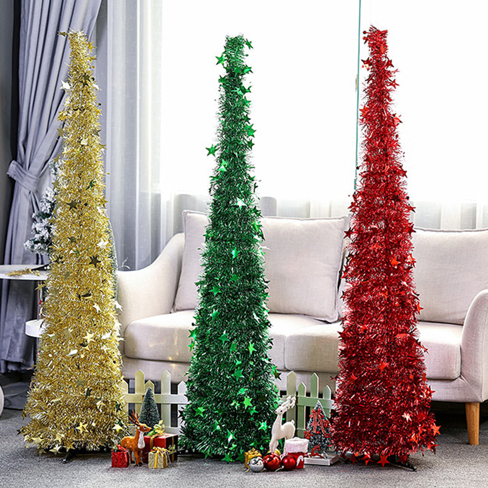 Collapsible Tinsel Christmas Tree With Stand 1.2m Or 1.5m