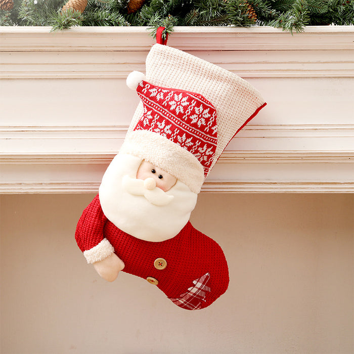 Havenholt Large knitted Christmas stocking with 3D figure