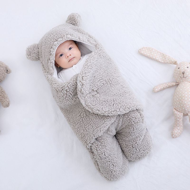 Baby in a teddy fleece sleeping bag