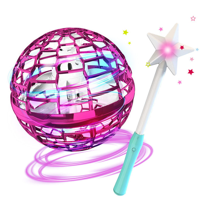 Glowing flying spinner ball hovering