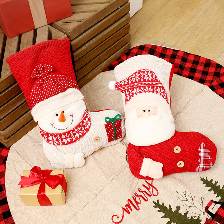 Large knitted Christmas stocking with Santa