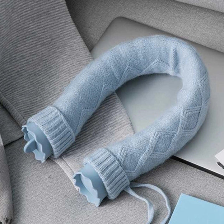 U-shaped neck hot water bottle with knitted cover, 710 ml