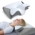 Orthopaedic Memory Foam Neck Pillow with Contoured Support and Washable Cover