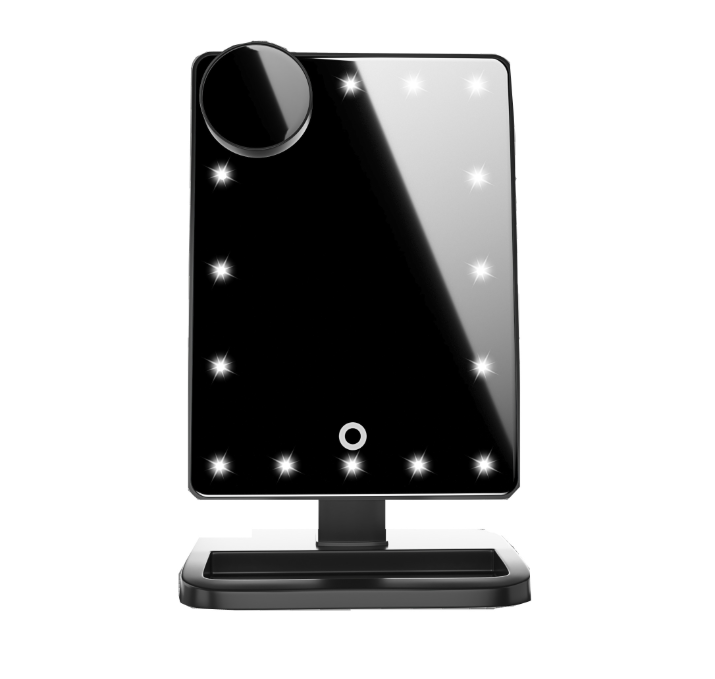 Rose gold LED makeup mirror with speaker