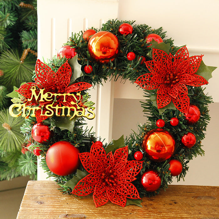 Havenholt Christmas Wreath with Poinsettias and Baubles