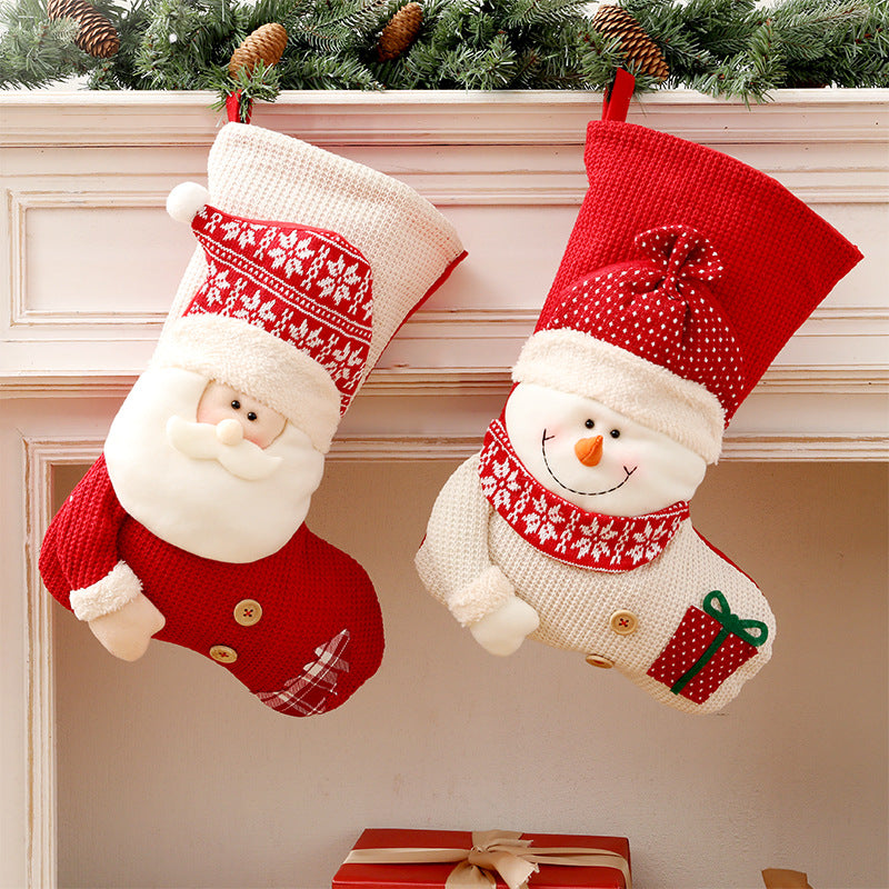 Large knitted Christmas stocking with Santa