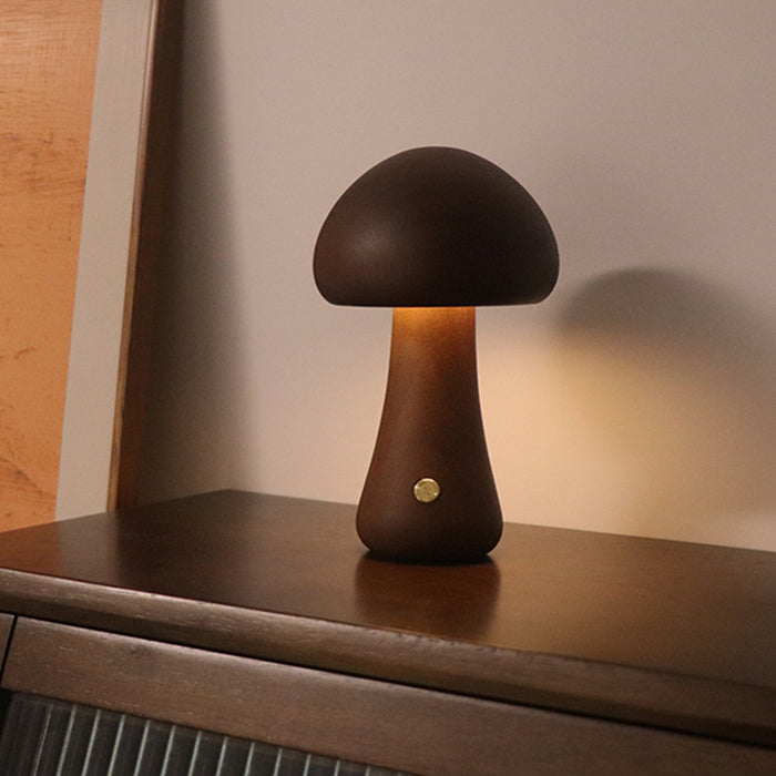 Havenholt Wooden mushroom night light with touch dimming