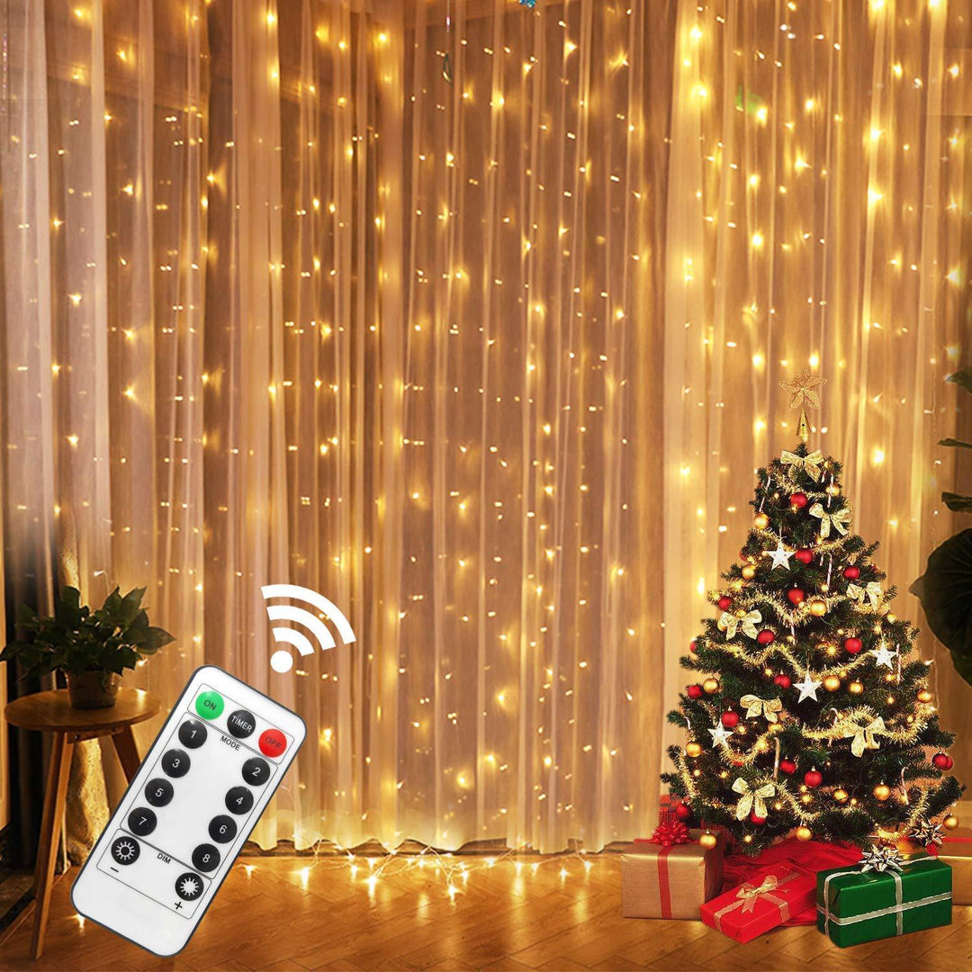 USB curtain fairy lights with remote and 8 modes, up to 6 x 2 m