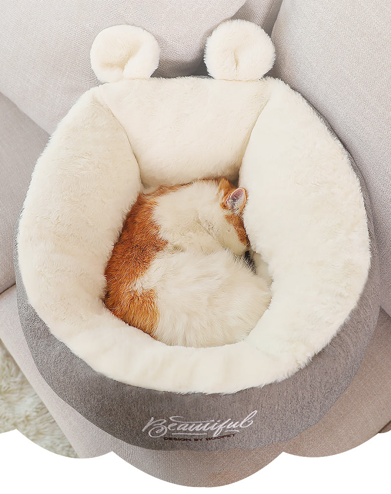 Cosy dog bed with cover – soft sleeping bag nest for small pets