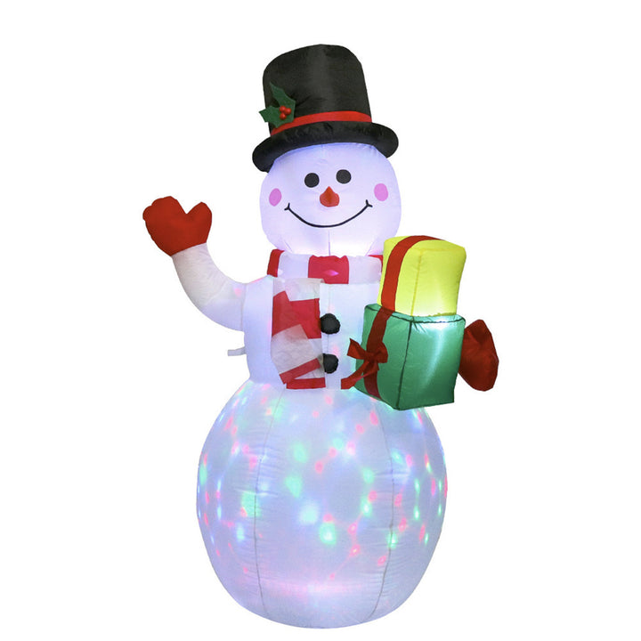 Light-up Santa and snowman garden figures