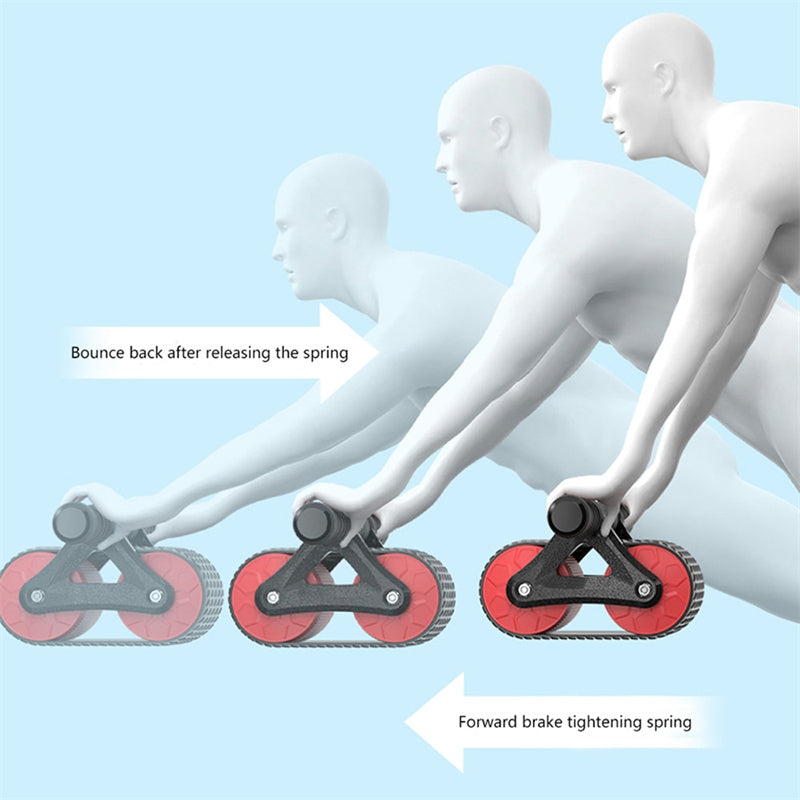 Double Wheel Ab Roller with Automatic Rebound, Comfortable Grips