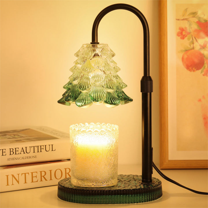 Green Candle Warmer Lamp With Timer And Dimmer, Flame-Free
