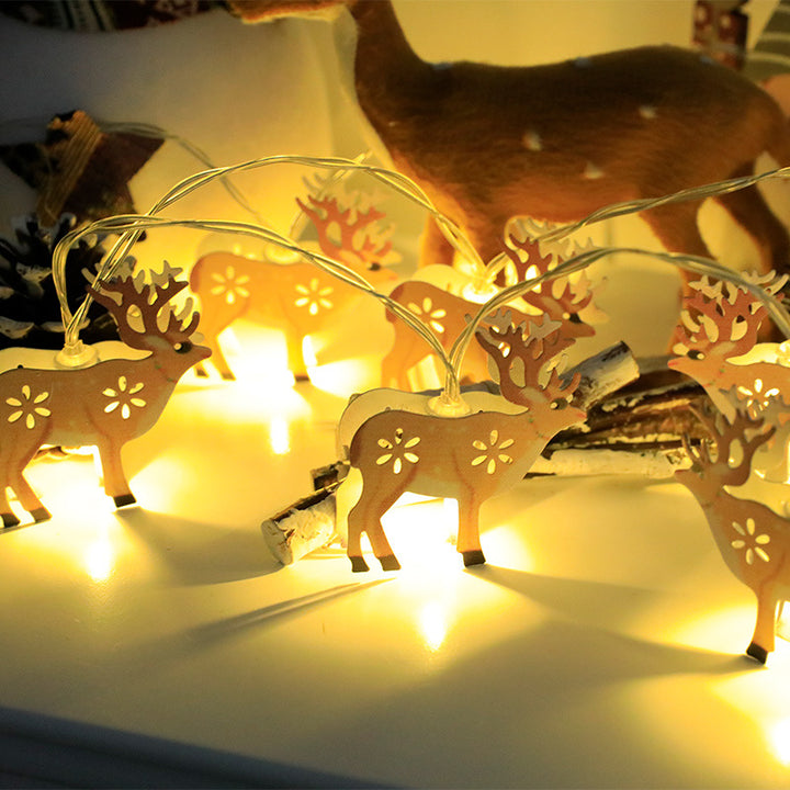 LED Christmas String Lights, Santa, Elk and Snowman Ornaments