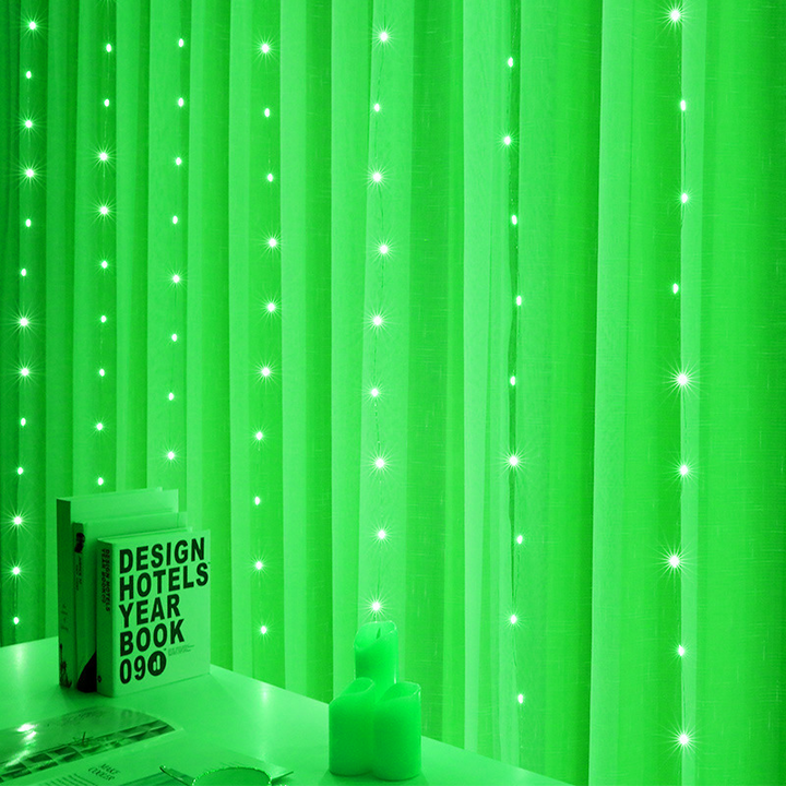 USB curtain fairy lights with remote and 8 modes, up to 6 x 2 m