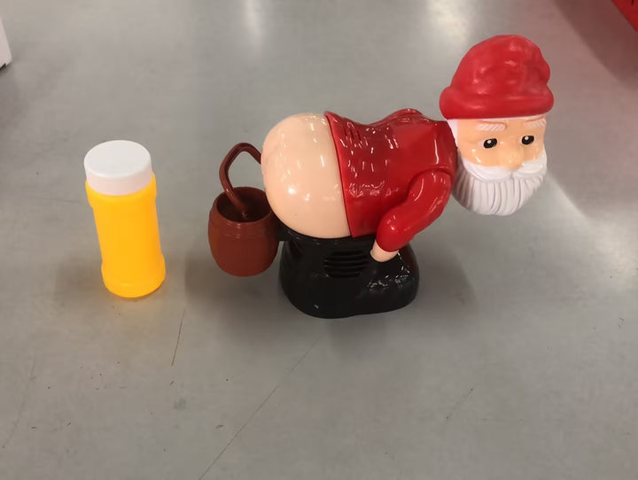 Santa bubble machine blowing bubbles