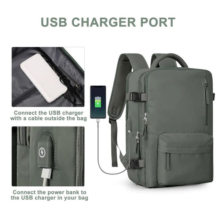Havenholt 35L Travel Backpack with USB Port and Laptop Compartment