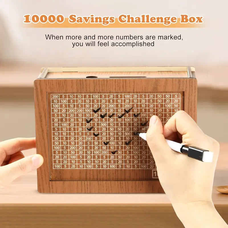 Havenholt Wooden Money Box with Acrylic Front and 9 Goals