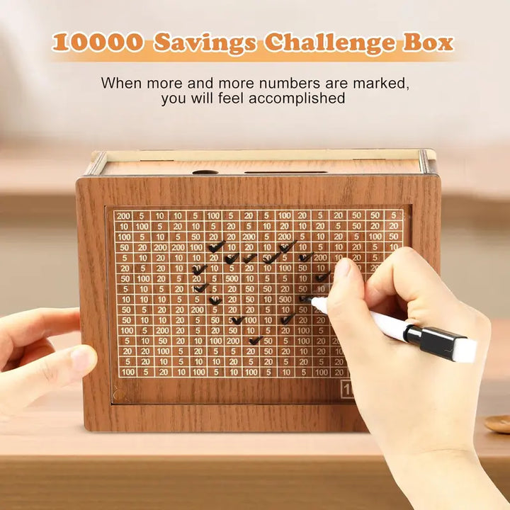 Havenholt Wooden Money Box with Acrylic Front and 9 Goals