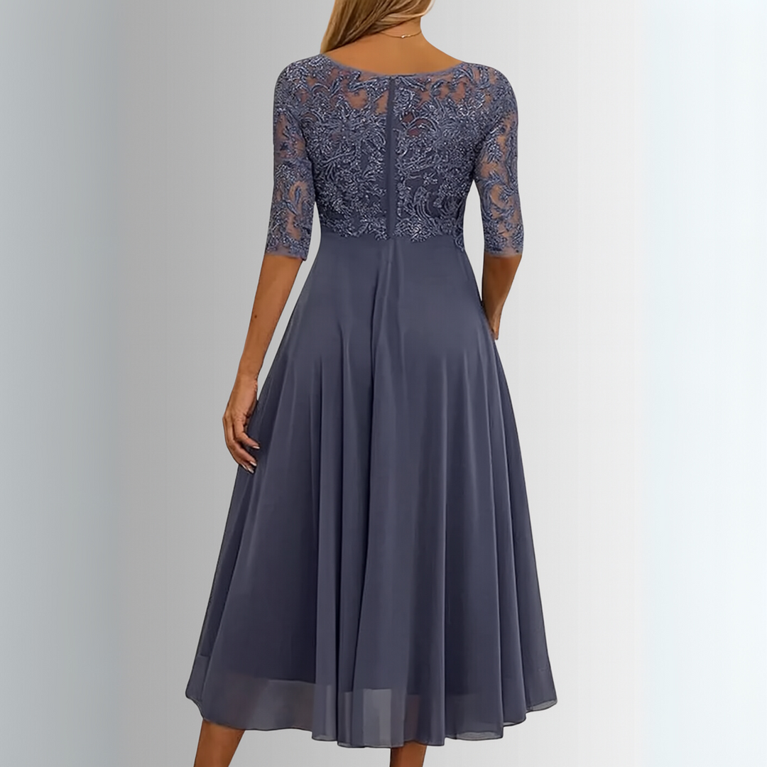Havenholt Lace Bodice Dress with Layered Skirt