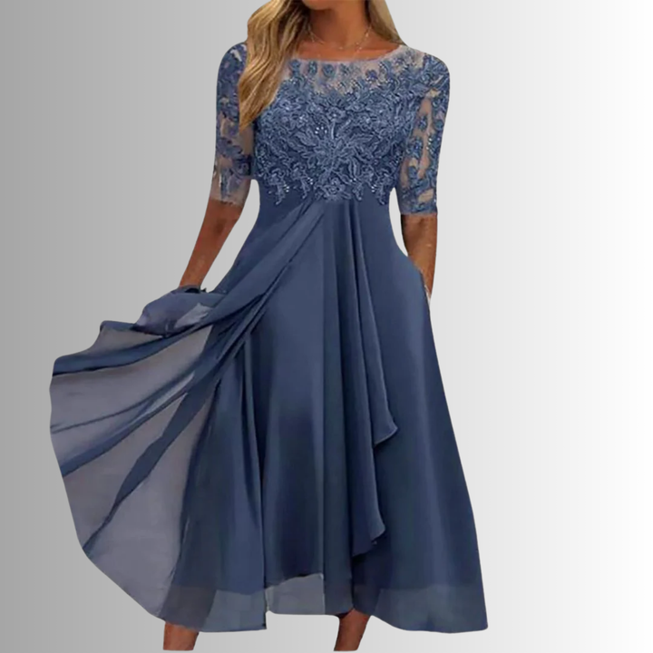 Havenholt Lace Bodice Dress with Layered Skirt