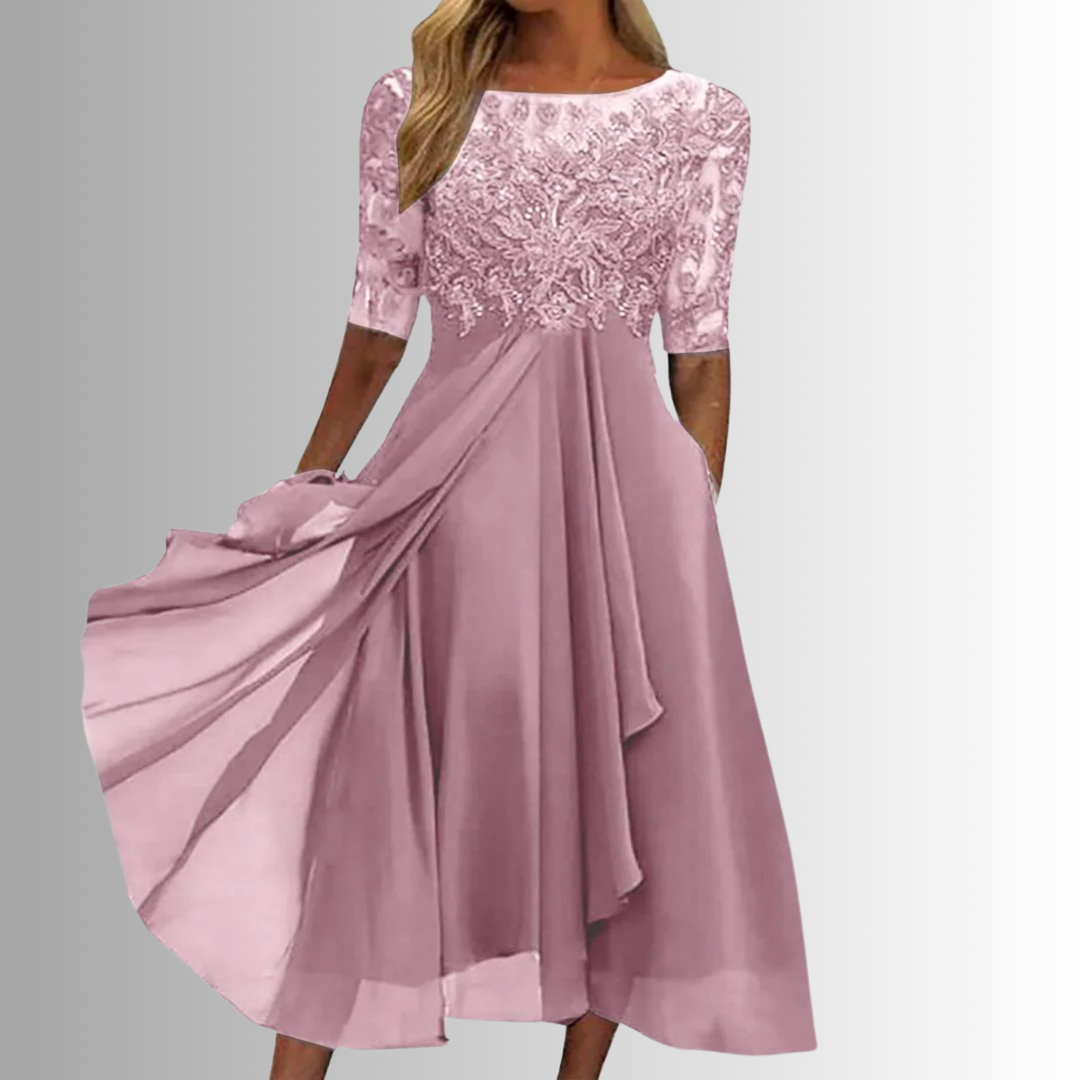 Havenholt Lace Bodice Dress with Layered Skirt