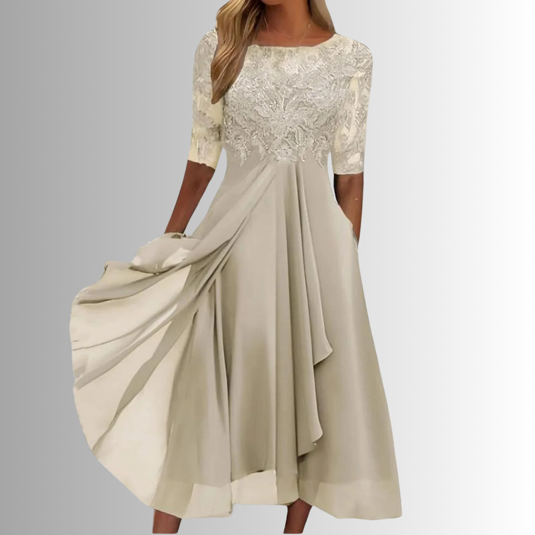 Havenholt Lace Bodice Dress with Layered Skirt