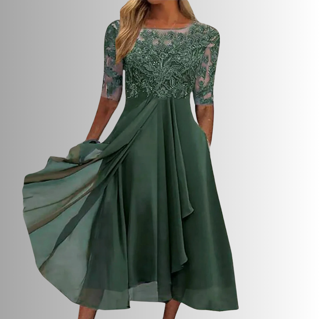 Havenholt Lace Bodice Dress with Layered Skirt