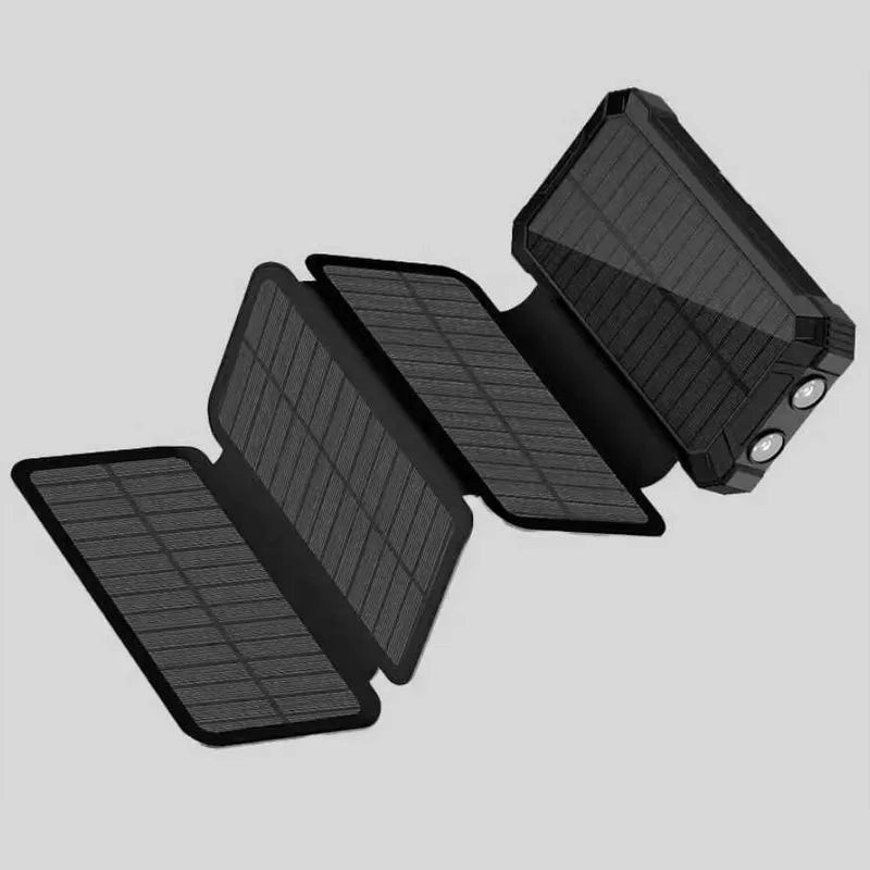 **20000mAh Solar Power Bank – Foldable Solar Charger with Wireless Charging &amp; Built-In Cables**