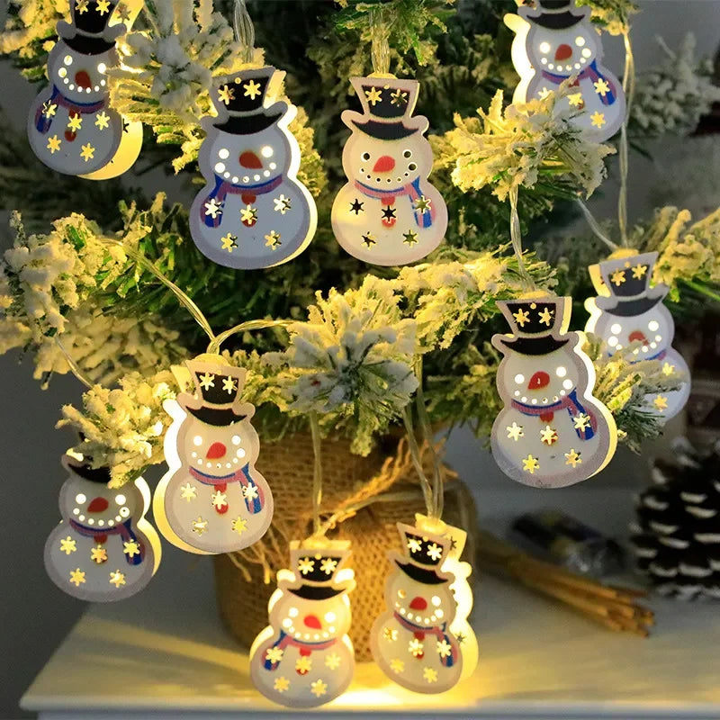 LED Christmas String Lights, Santa, Elk and Snowman Ornaments