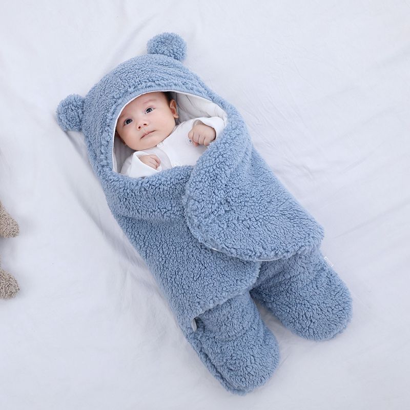 Baby in a teddy fleece sleeping bag