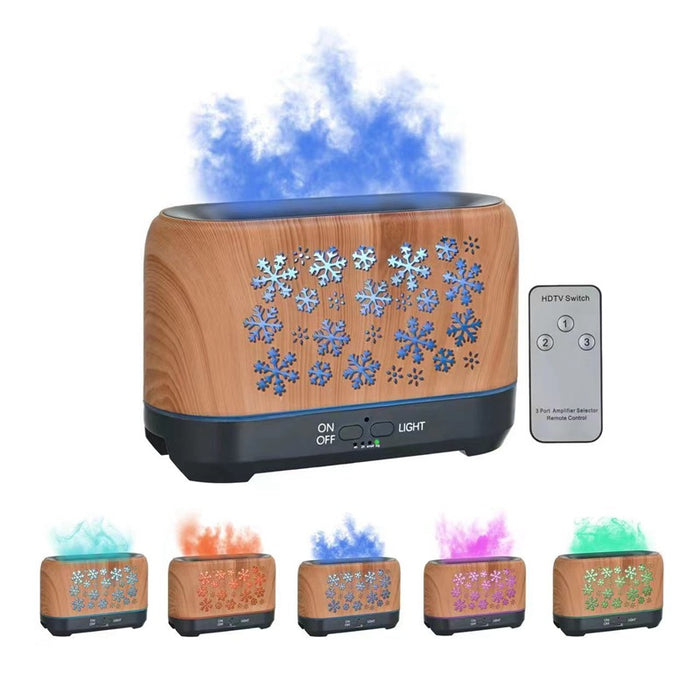 Havenholt Flame effect aroma diffuser with snowflake wood design, 7 colours