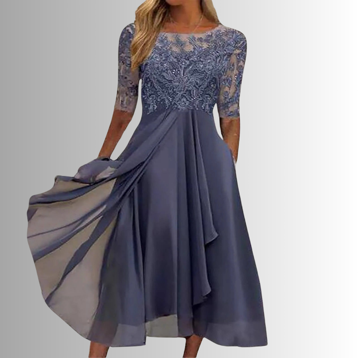 Havenholt Lace Bodice Dress with Layered Skirt