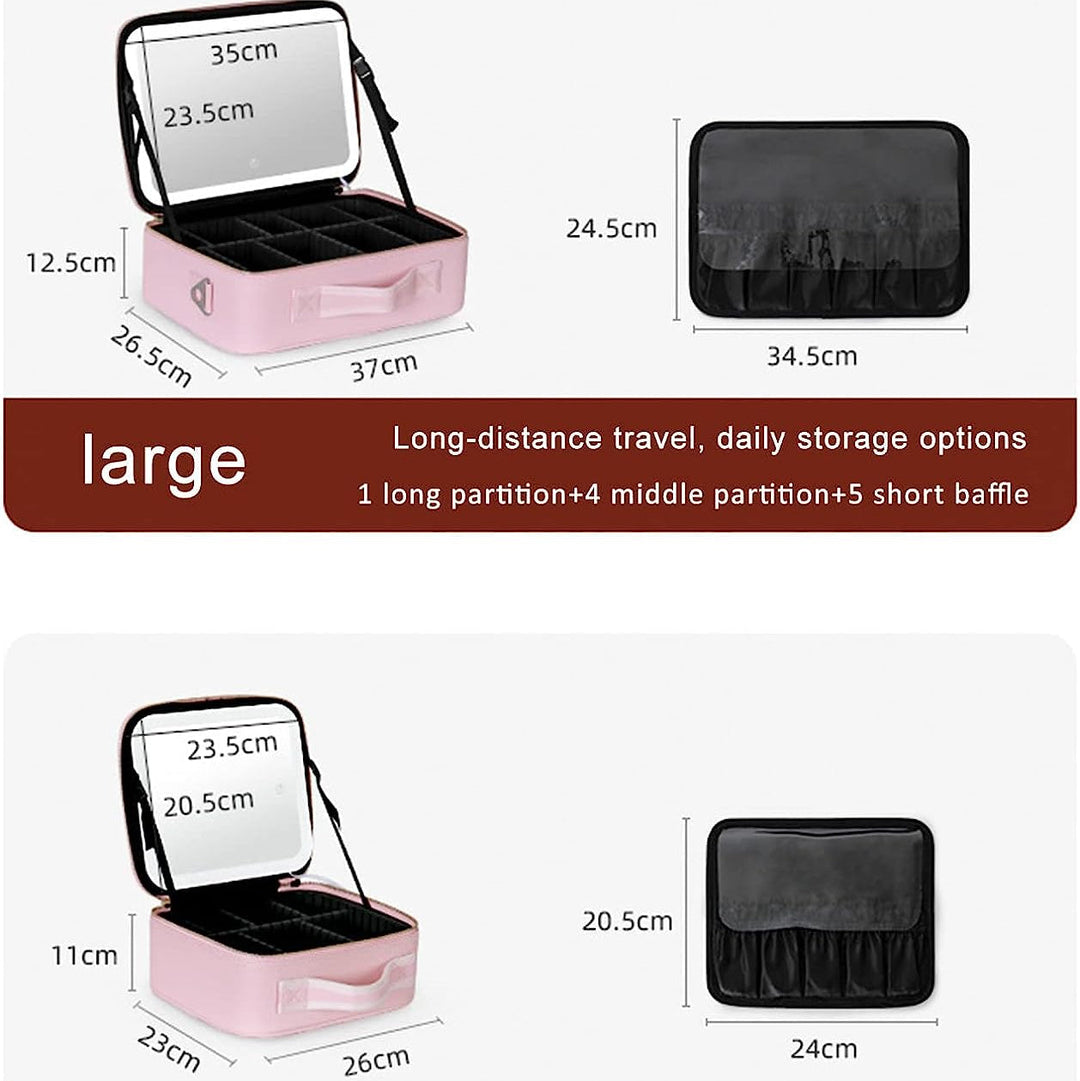 Havenholt Makeup Organiser Case with Adjustable LED Mirror