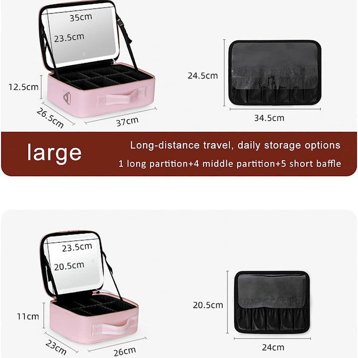 Havenholt Makeup Organiser Case with Adjustable LED Mirror
