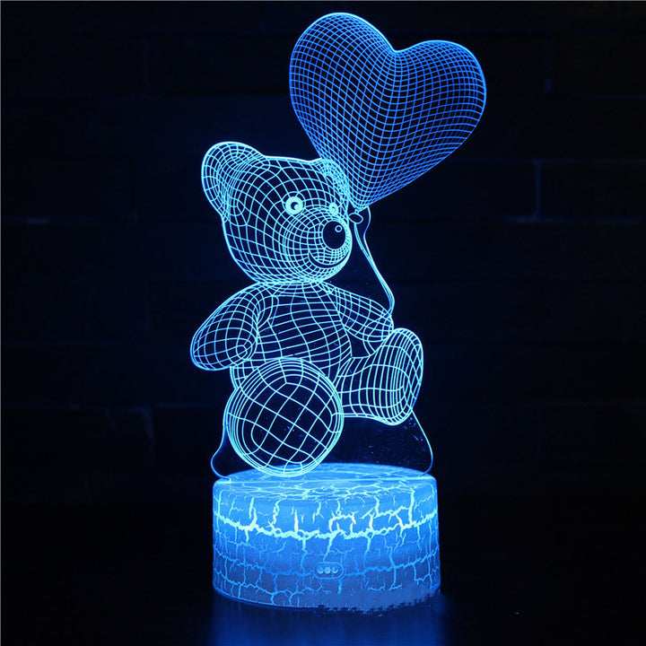 Glowing 3D teddy bear acrylic night light