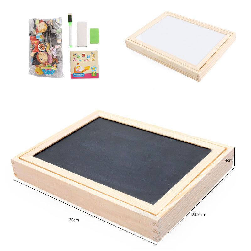Wooden magnetic animal puzzle box open