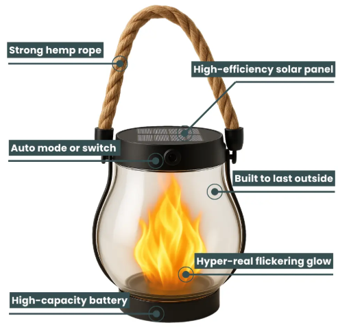 Havenholt Waterproof Solar Flame Light with Dusk Sensor
