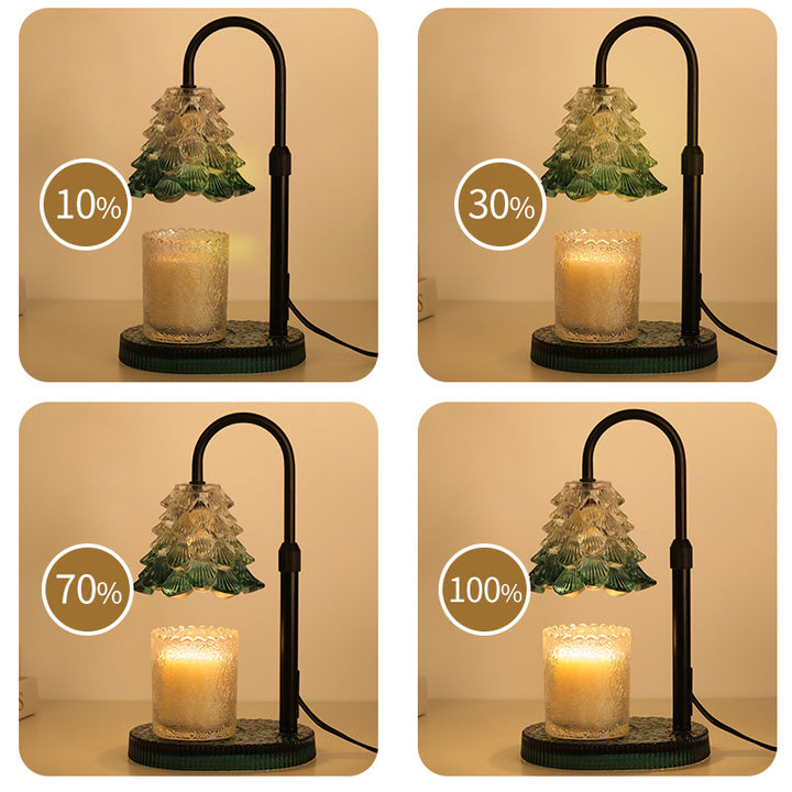 Green Candle Warmer Lamp With Timer And Dimmer, Flame-Free