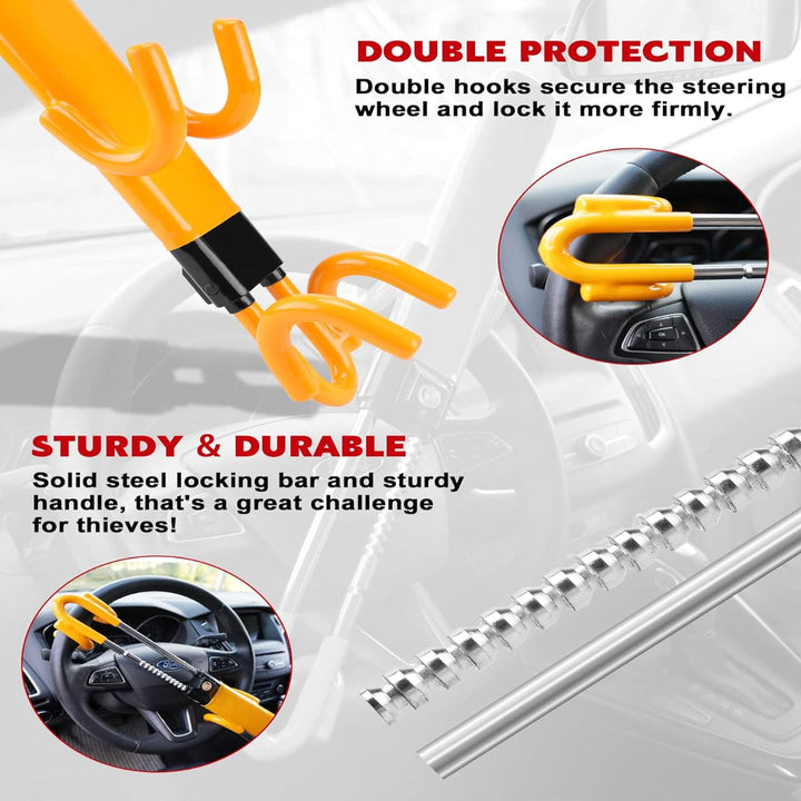 Havenholt Four-Hook Steering Wheel Lock with Three Keys