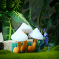 Glowing mushroom night light in wall