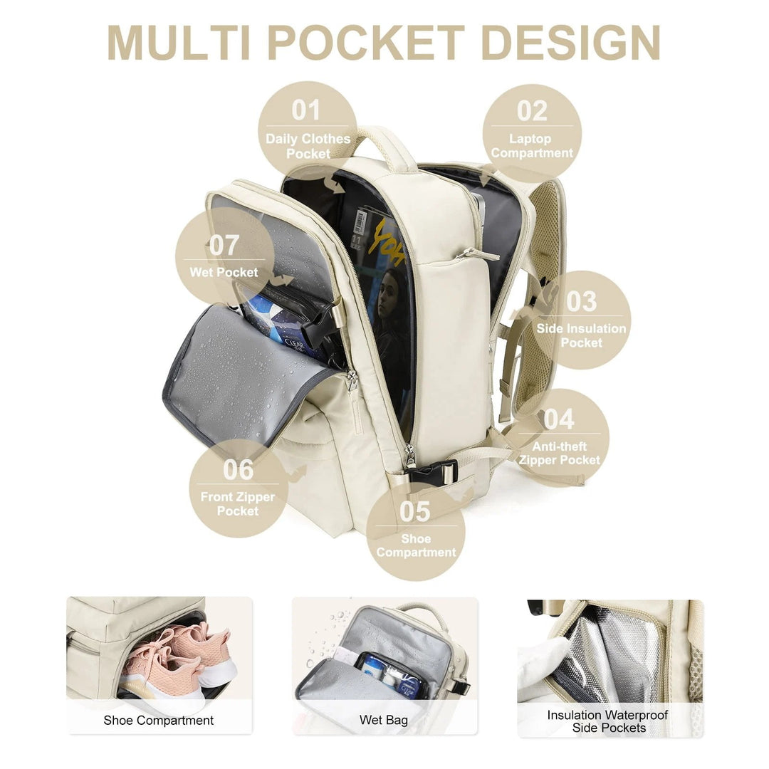 Havenholt 35L Travel Backpack with USB Port and Laptop Compartment