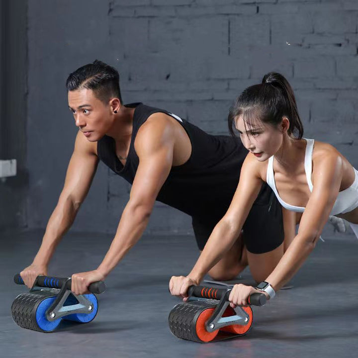 Double Wheel Ab Roller with Automatic Rebound, Comfortable Grips