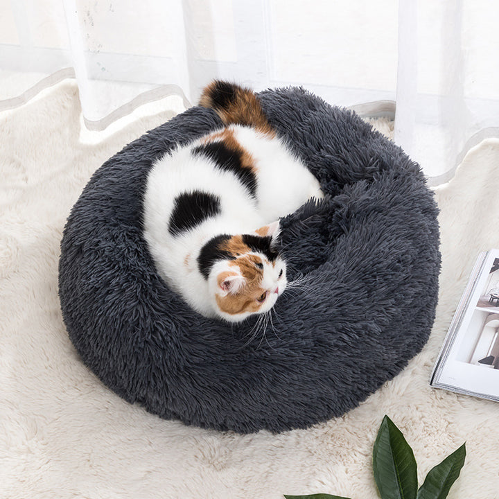 Round Winter Warm Pet Bed In Soft Cloth, 30 To 100cm