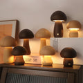 Wooden mushroom night light glowing