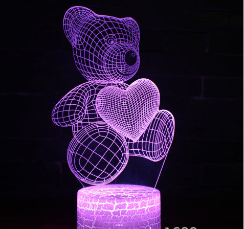 Glowing 3D teddy bear acrylic night light