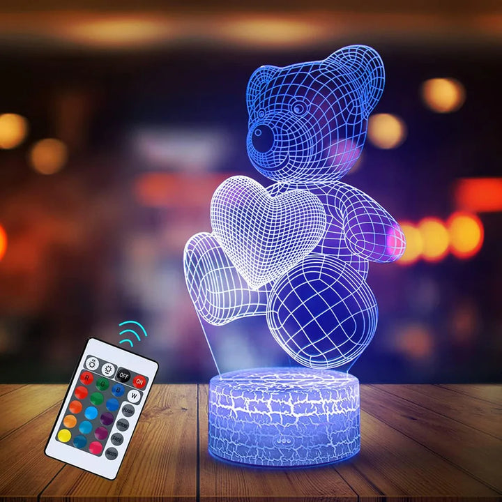 Glowing 3D teddy bear acrylic night light