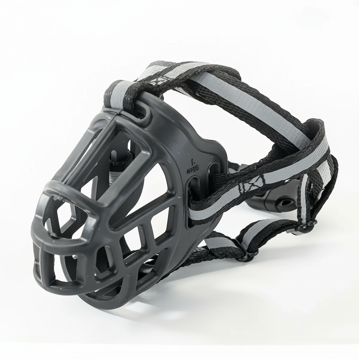 Adjustable Dog Muzzle with Breathable Mesh and Multiple Straps, Six Sizes